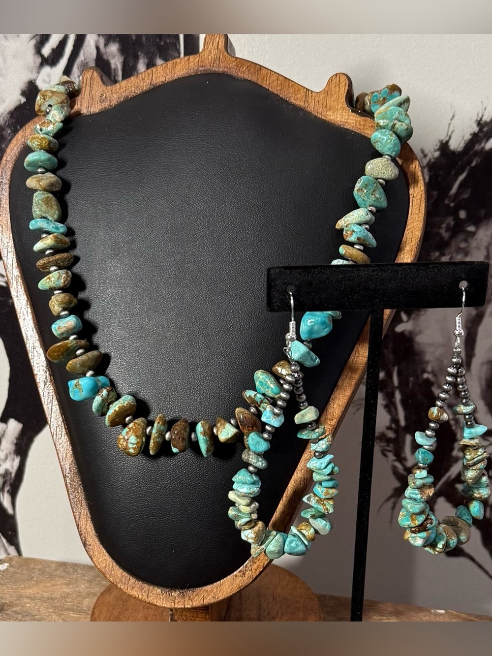 #8 Turquoise Chip Necklace and Earrings Set